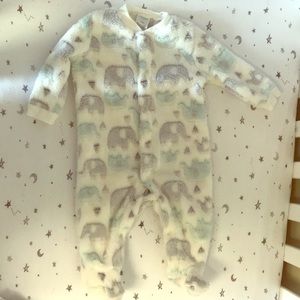 Soft as a bunny , fuzzy baby suit with elephants